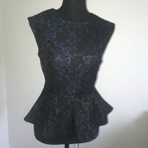 Navy & Black lace peplum top